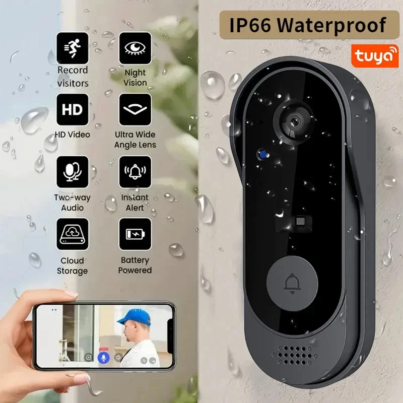 Tuya IP65 Wireless Doorbell with Security Camera & Intercom 1