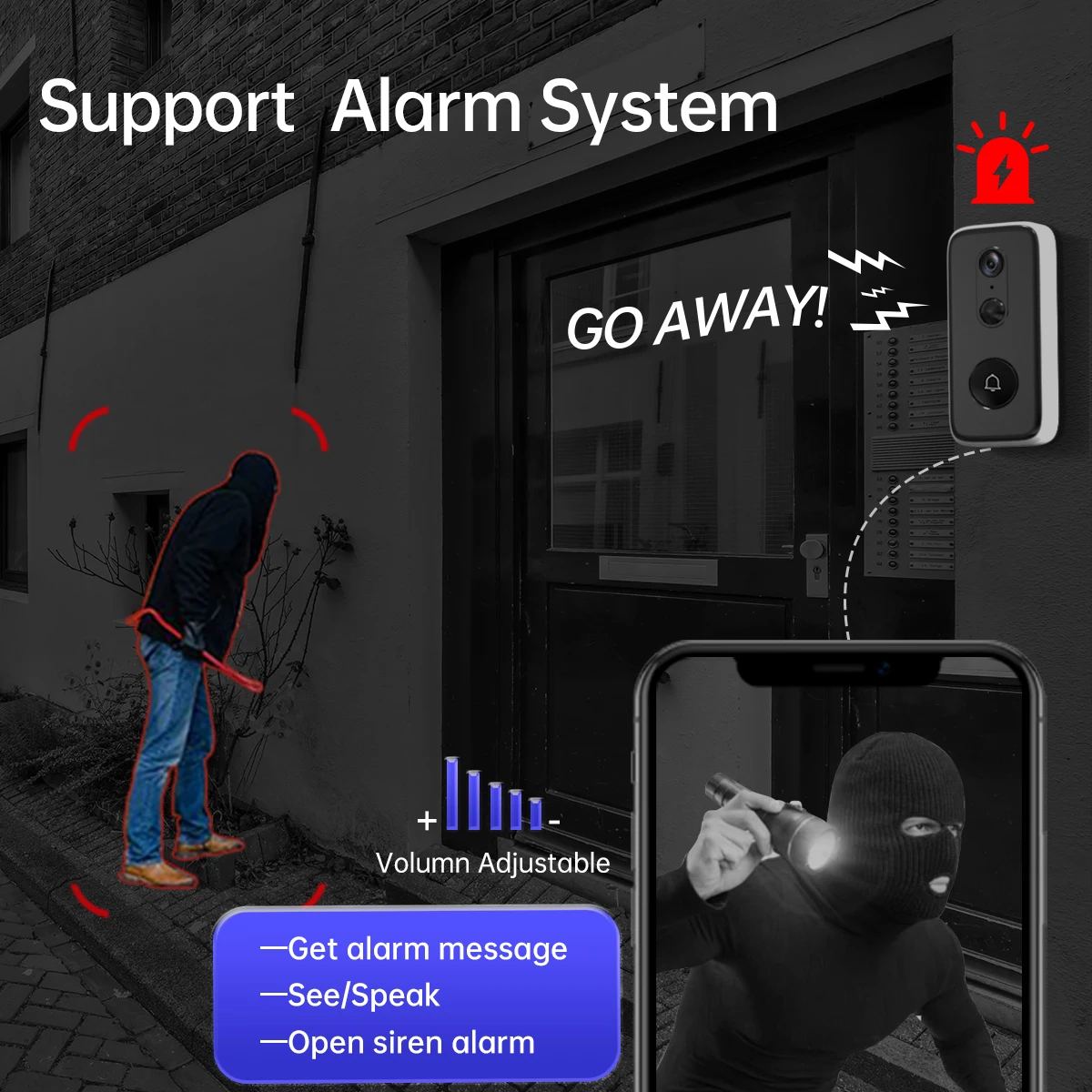 JOOAN Auto Sensing Video Doorbell with Voice & Siren 2