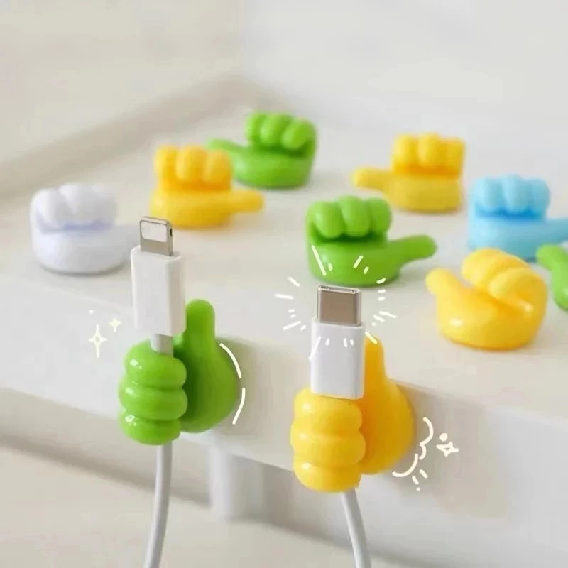 Colorful Silicone Thumb Wall or Desk Hooks for Cable & Wire Management 1/4/10pcs 2