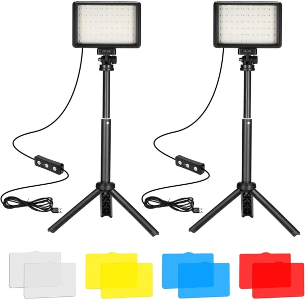 Tabletop LED Photo / Video Light Panel Kit With Tripod Stand & RGB Filters 1