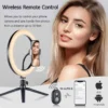 Dimmable LED Selfie Ring Light & Stand With Folding Arm Clamp for Selfie or Streaming 6